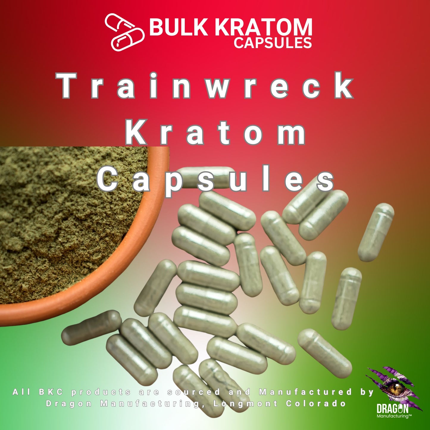 1kg Trainwreck Kratom Capsules