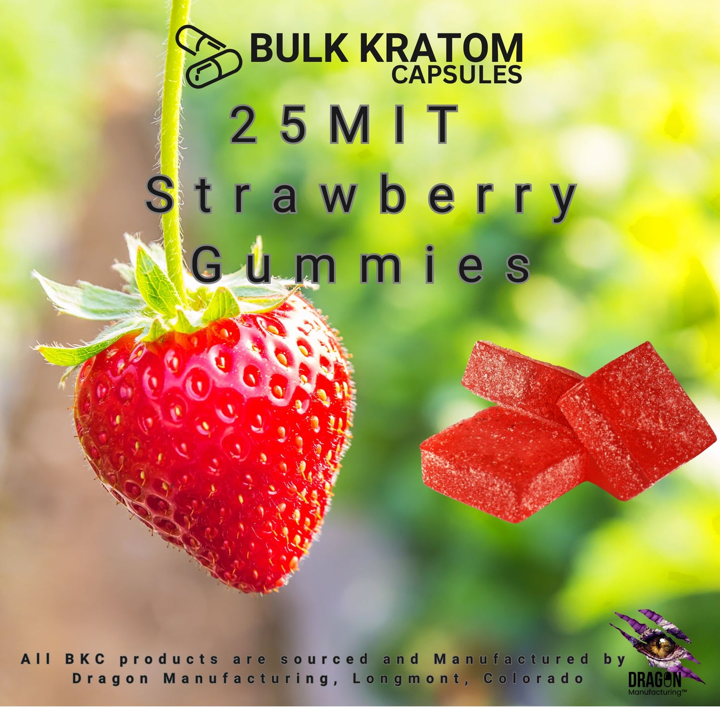 Strawberry Kratom Gummies – 25 mg Mitragynine per Gummy