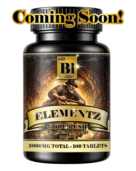 Elementz – Gold Rush 10mg MIT + 10mg MGM-15 Tablets Blue Razz Lemonade