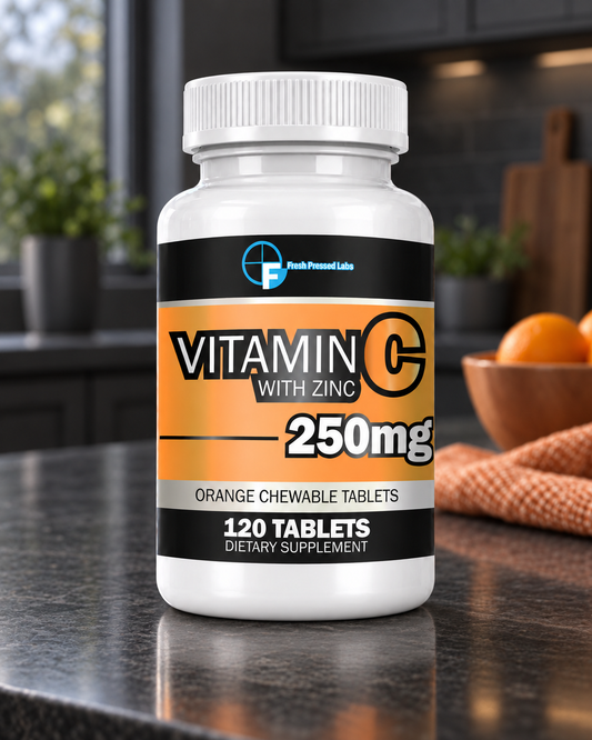 250mg Vitamin C + Zinc Tablets - Orange Chewable Tablets 120 Count