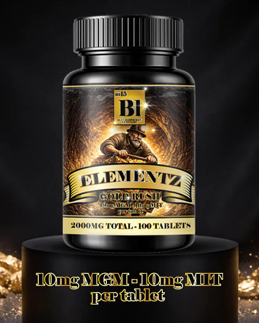 Elementz – Gold Rush 10mg MIT + 10mg MGM-15 Tablets Blue Razz Lemonade
