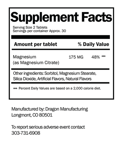 (Coming Soon) 175mg Magnesium Citrate - Cherry Chewable Tablets