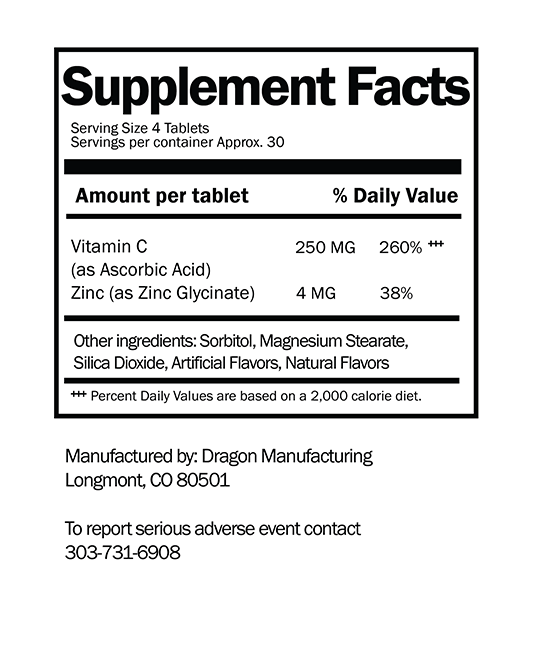 (Coming Soon) 250mg Vitamin C + Zinc Tablets - Orange Chewable Tablets